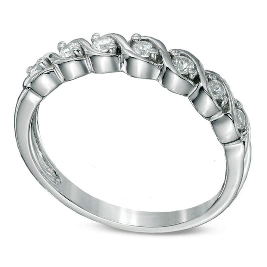 0.13 CT. T.W. Natural Diamond Seven Stone S" Anniversary Band in Sterling Silver"