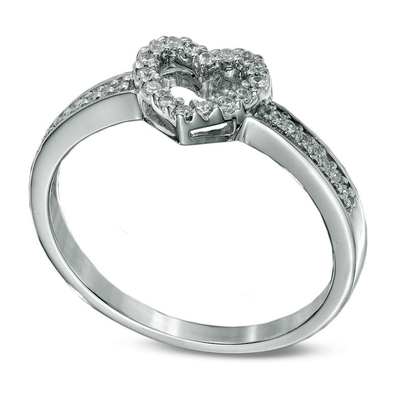 0.10 CT. T.W. Natural Diamond Heart Ring in Sterling Silver