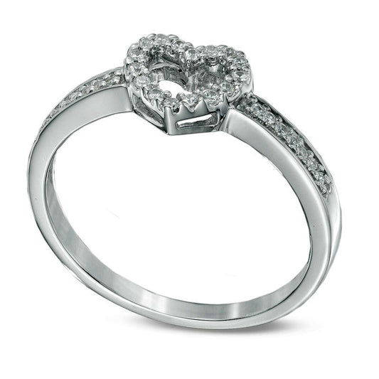 0.10 CT. T.W. Natural Diamond Heart Ring in Sterling Silver