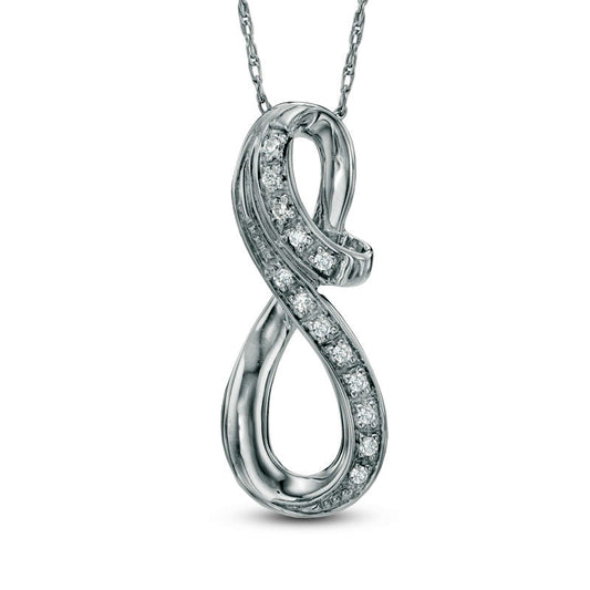 Natural Diamond Accent Infinity Loop Pendant in Sterling Silver