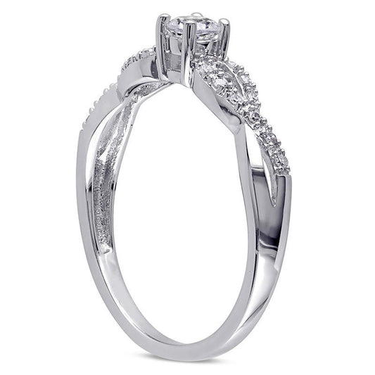 Lab-Created White Sapphire and Diamond Accent Twine Promise Ring in Sterling Silver
