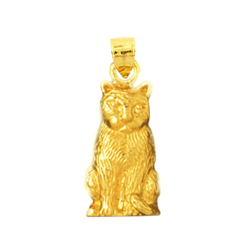 14K Gold 16MM Mini Cat Charm