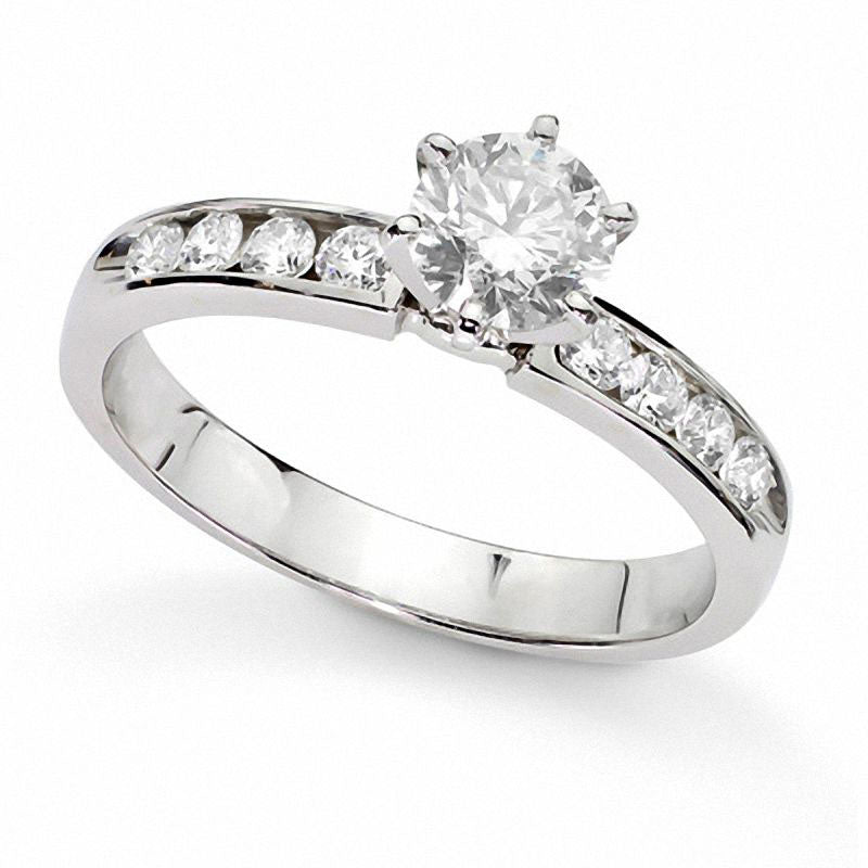 1.0 CT. T.W. Natural Diamond Bridal Engagement Ring Set in Solid 14K White Gold