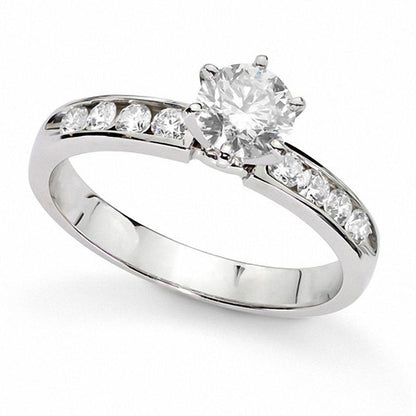 1.0 CT. T.W. Natural Diamond Bridal Engagement Ring Set in Solid 14K White Gold