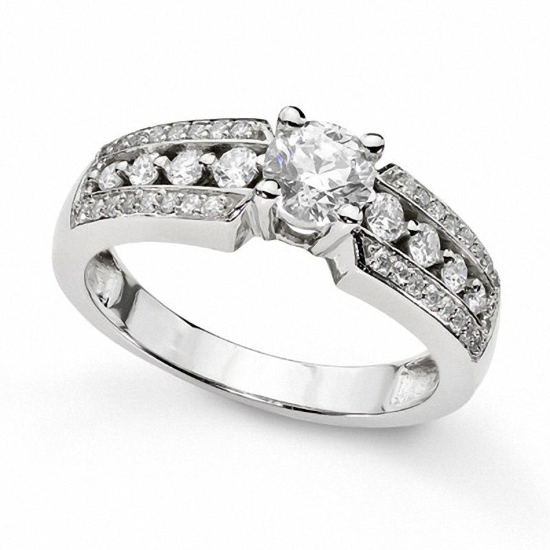 1.0 CT. T.W. Natural Diamond Bridal Engagement Ring Set in Solid 14K White Gold