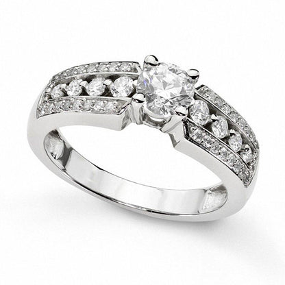 1.0 CT. T.W. Natural Diamond Bridal Engagement Ring Set in Solid 14K White Gold
