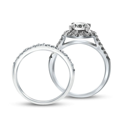 1.20 CT. T.W. Natural Diamond Frame Bridal Engagement Ring Set in Solid 14K White Gold
