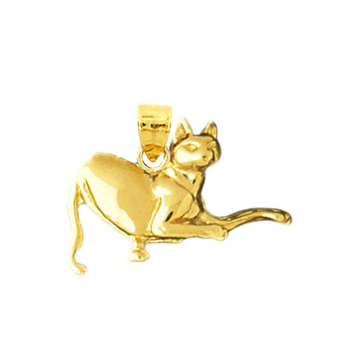 14K Gold 20MM Feline Cat Charm