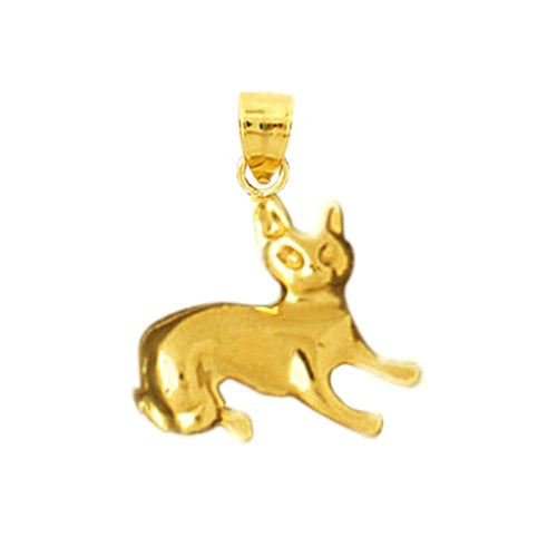 14K Gold Feline Cat Charm