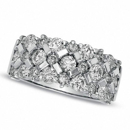 1.63 CT. T.W. Natural Diamond X" Anniversary Band in Solid 14K White Gold"