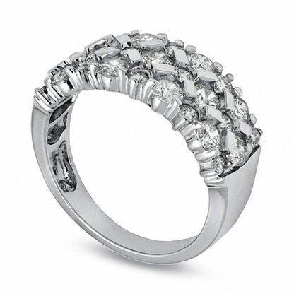 1.63 CT. T.W. Natural Diamond X" Anniversary Band in Solid 14K White Gold"