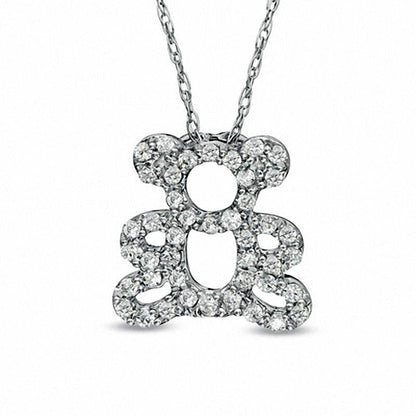 0.2 CT. T.W. Natural Diamond Teddy Bear Pendant in Sterling Silver