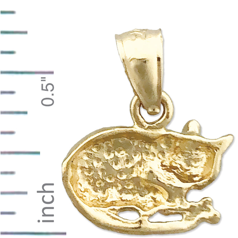 14K Gold 13MM Cat Charm