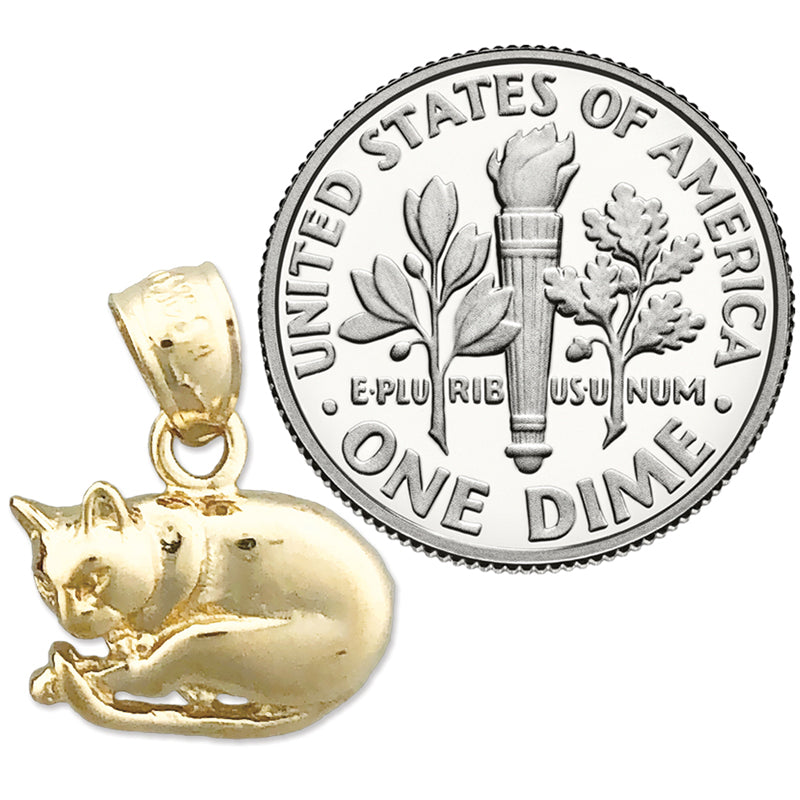 14K Gold 13MM Cat Charm