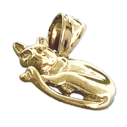 14K Gold 13MM Cat Charm