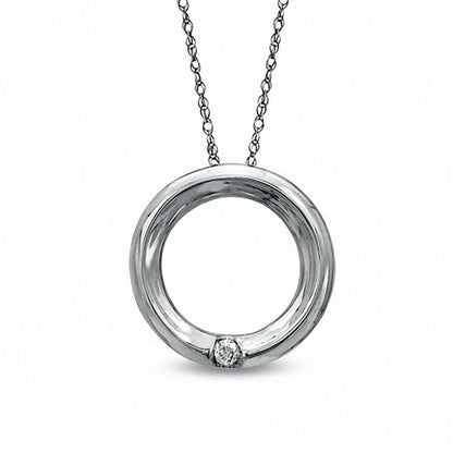 Natural Diamond Accent Circle Pendant in 10K White Gold