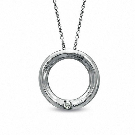 Natural Diamond Accent Circle Pendant in 10K White Gold