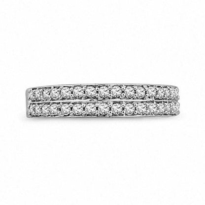 0.33 CT. T.W. Natural Diamond Double Row Wedding Band in Solid 10K White Gold