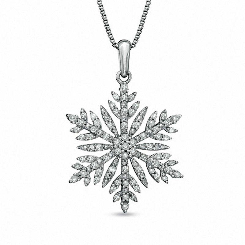 0.5 CT. T.W. Natural Diamond Snowflake Pendant in Sterling Silver