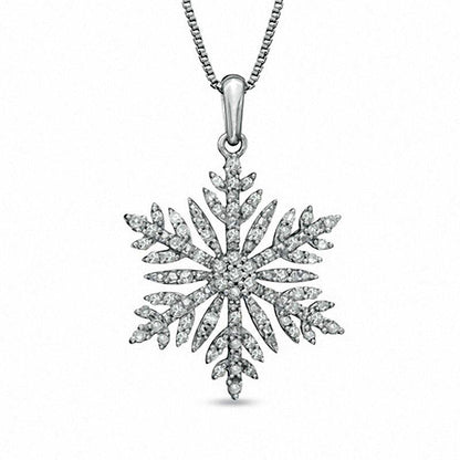 0.5 CT. T.W. Natural Diamond Snowflake Pendant in Sterling Silver