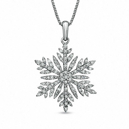 0.5 CT. T.W. Natural Diamond Snowflake Pendant in Sterling Silver