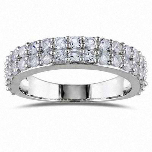 Lab-Created White Sapphire Double Row Band in Sterling Silver