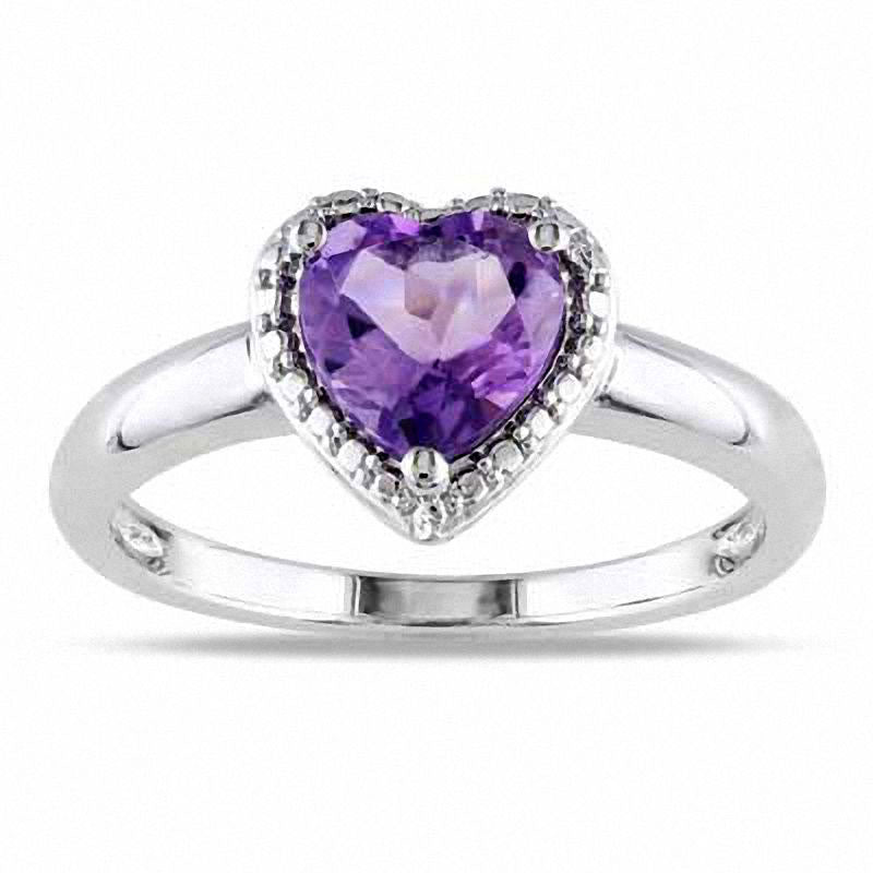 7.0mm Heart-Shaped Amethyst Ring in Sterling Silver