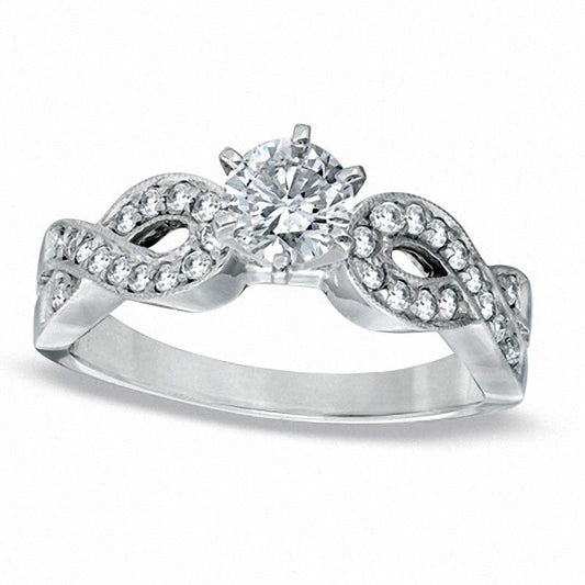 0.75 CT. T.W. Natural Diamond Loose Braid Engagement Ring in Solid 14K White Gold