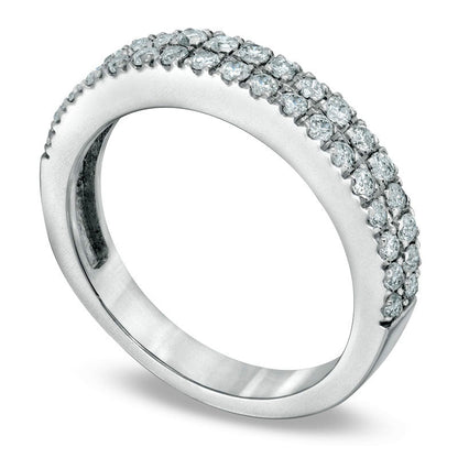0.50 CT. T.W. Natural Diamond Double Row Wedding Band in Solid 10K White Gold