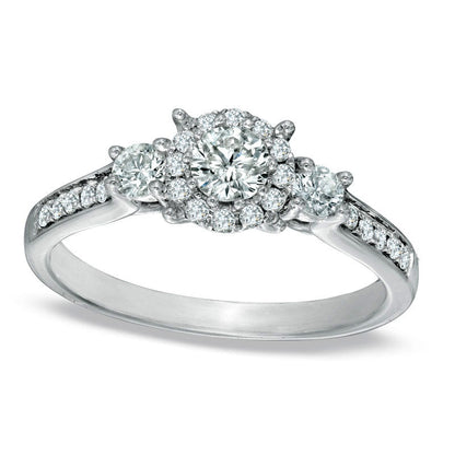 0.63 CT. T.W. Natural Diamond Frame Engagement Ring in Solid 14K White Gold