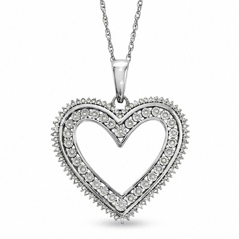 0.33 CT. T.W. Natural Diamond Heart Pendant in Sterling Silver