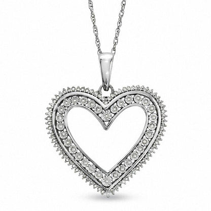 0.33 CT. T.W. Natural Diamond Heart Pendant in Sterling Silver