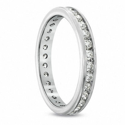 1.0 CT. T.W. Natural Diamond Channel-Set Eternity Wedding Band in Solid 14K White Gold