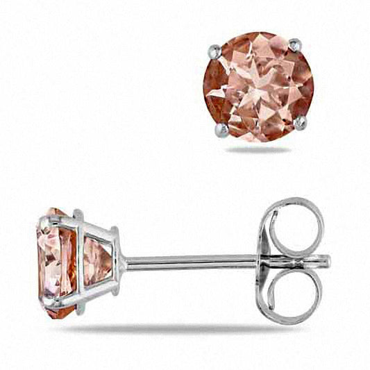 5.0mm Morganite Stud Earrings in 14K White Gold