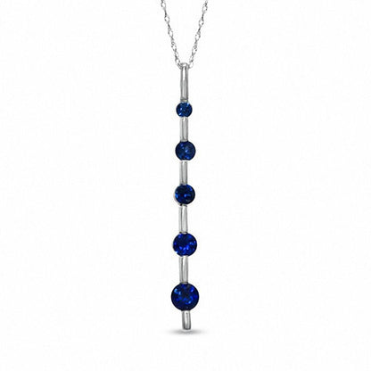 Journey Lab-Created Blue Sapphire Pendant in 10K White Gold
