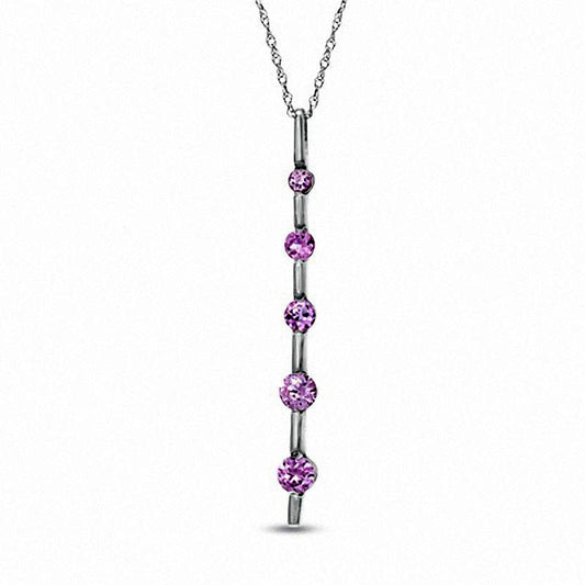 Journey Lab-Created Pink Sapphire Pendant in 10K White Gold