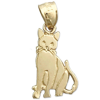 14K Gold 15MM Cat Mini Charm