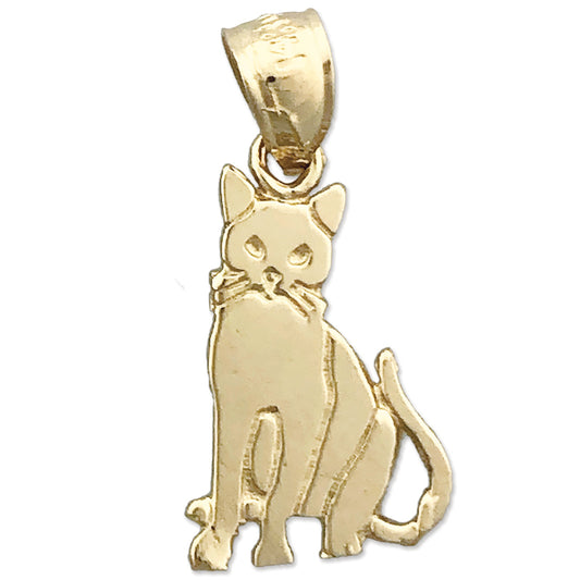14K Gold 15MM Cat Mini Charm