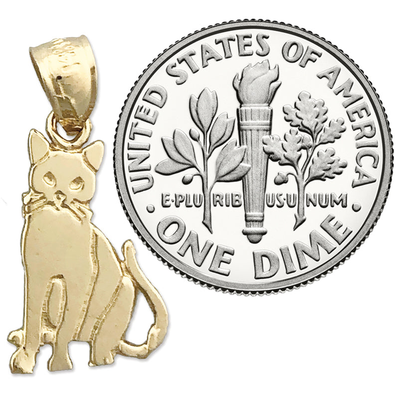 14K Gold 15MM Cat Mini Charm