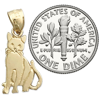 14K Gold 15MM Cat Mini Charm