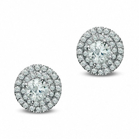0.5 CT. T.W. Diamond Double Frame Stud Earrings in 14K White Gold