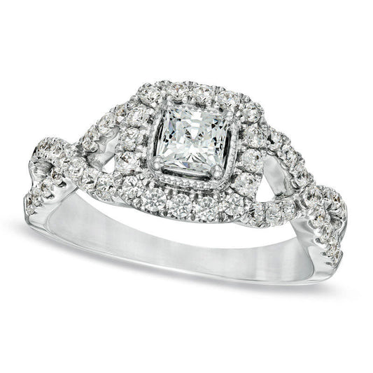 Celebration Lux« 1.0 CT. T.W. Princess-Cut Natural Diamond Engagement Ring in Solid 14K White Gold (I/SI2)