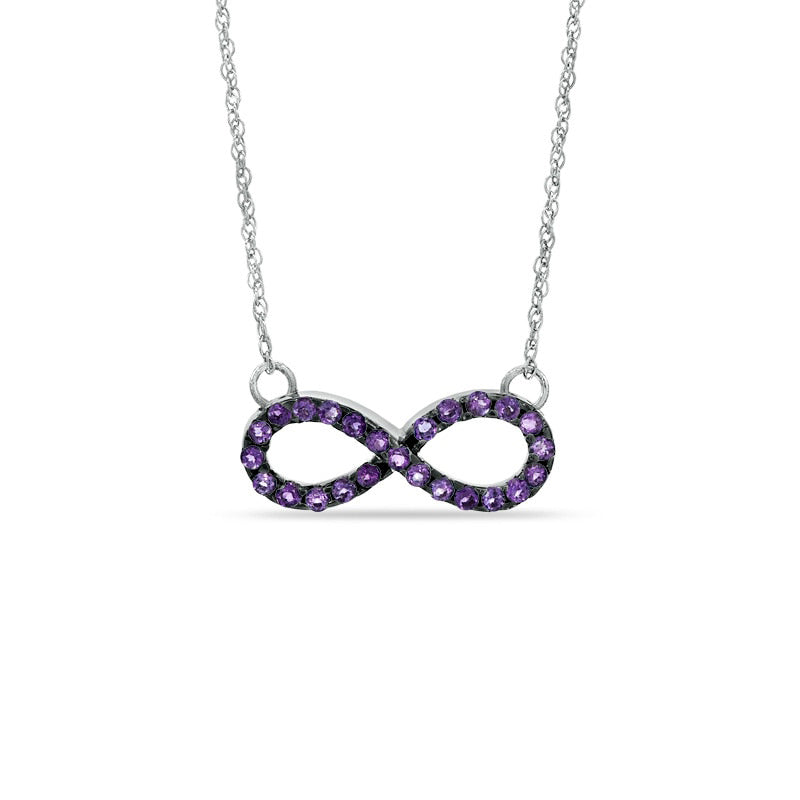 Amethyst Sideways Infinity Necklace in Sterling Silver