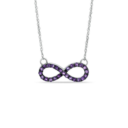 Amethyst Sideways Infinity Necklace in Sterling Silver