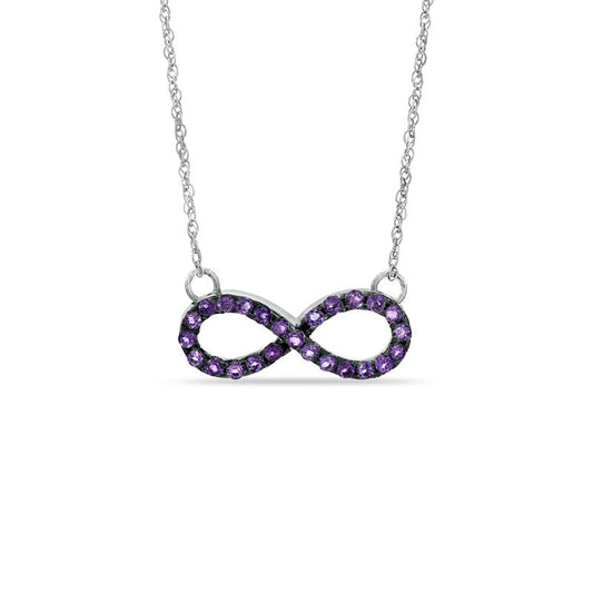 Amethyst Sideways Infinity Necklace in Sterling Silver