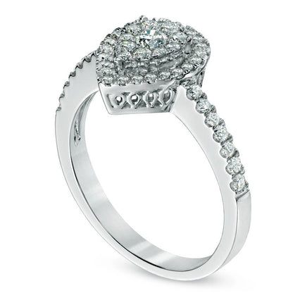 0.50 CT. T.W. Natural Diamond Teardrop Frame Engagement Ring in Solid 10K White Gold
