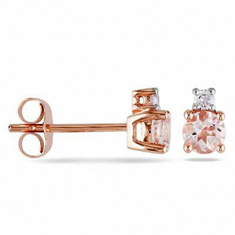 4.0mm Morganite and Diamond Accent Earrings in 10K Rose Gold