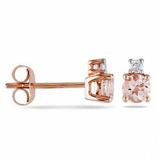 4.0mm Morganite and Diamond Accent Earrings in 10K Rose Gold