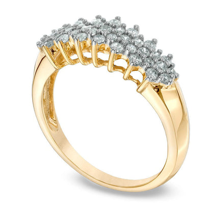 0.50 CT. T.W. Natural Diamond Cluster Pyramid Band in Solid 10K Yellow Gold