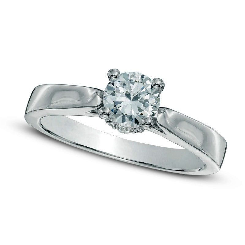 0.88 CT. T.W. Natural Diamond Engagement Ring in Solid 14K White Gold (I/I2)